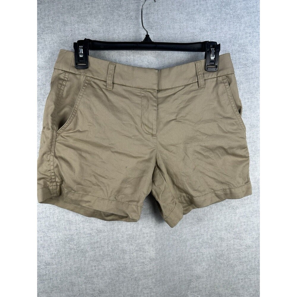 J.Crew Chino Flat Front Shorts Size 2 Womens Khaki Casual 5” Inseam Preppy